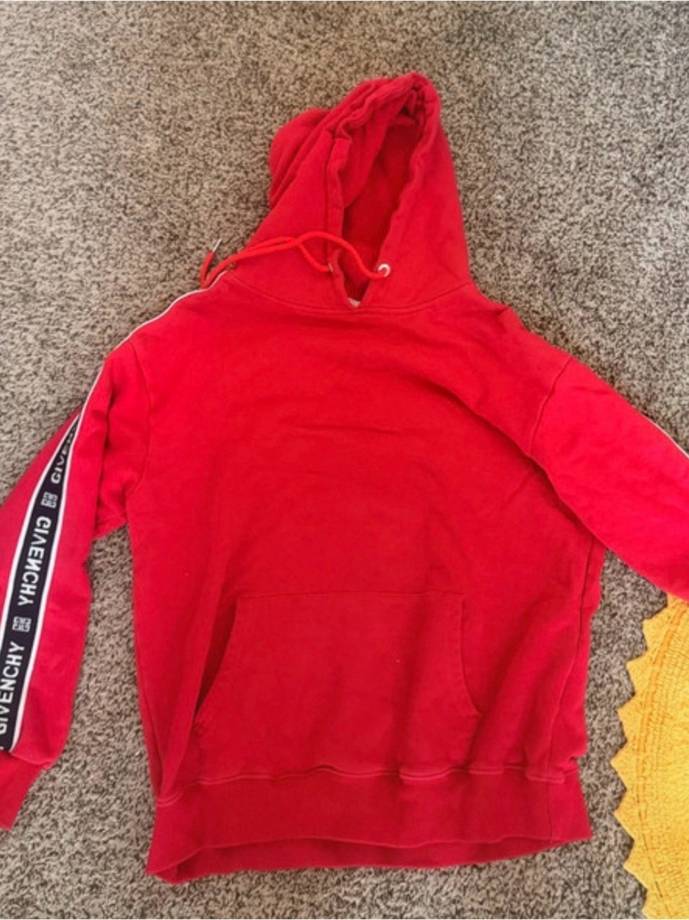 Givenchy Red Hoodie with Black Logo Sleeve Tape
